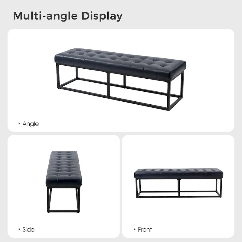 Classic Genuine Leather Bedroom Bench