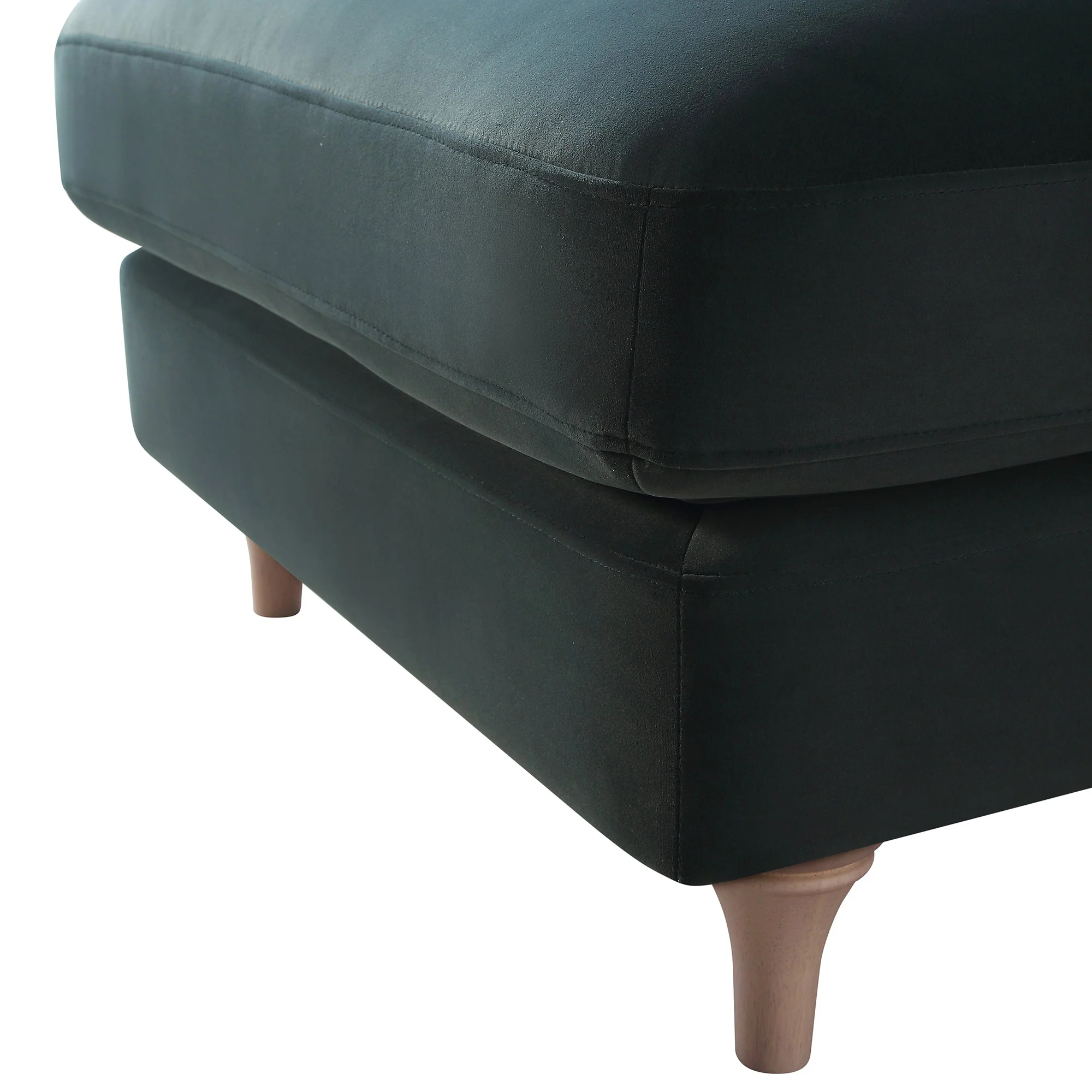 Aegean Blue Velvet Sofa, Footstool