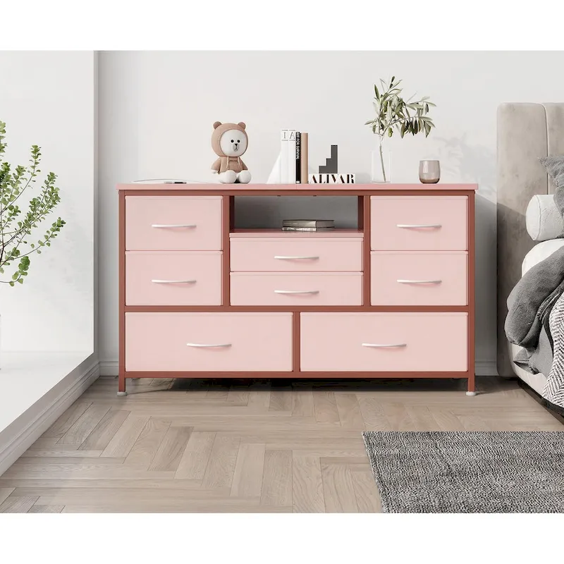 8 Dresser TV Stand with Power Outlet & LED Light