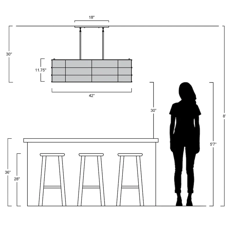 Oakley 42  4-Light Rustic Farmhouse Iron Linear LED Pendant, Oil Rubbed Bronze by JONATHAN Y - 4 Light