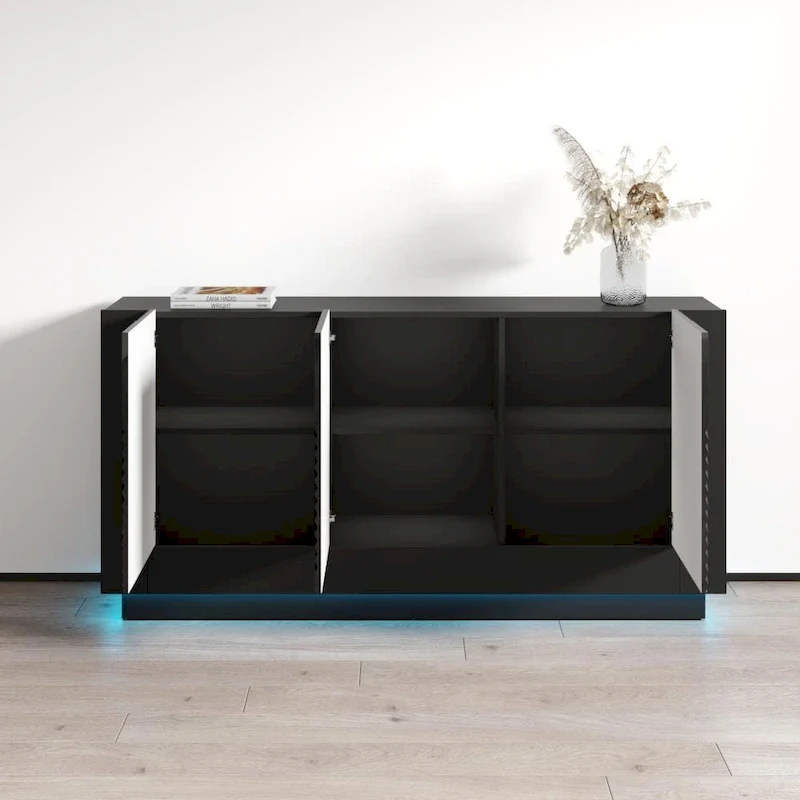 White / Black | High Gloss Sideboard | 1-Person Assembly