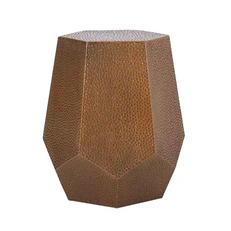 Pamsha Modern Hammered Iron Geometric Brushed Antique Side Table Bronze - Christopher Knight Home: No Assembly, Stain & Scratch Resistant
