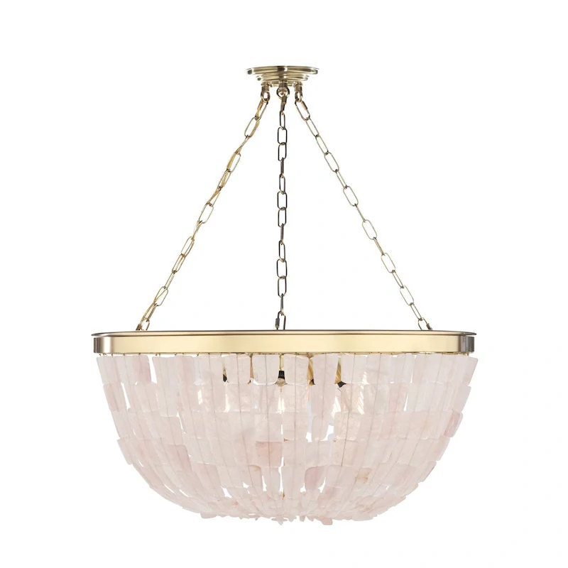 Metropolitan Brass Flotsam - 8 Light Pendant With Pink Quartz - 29.5