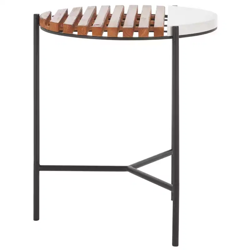 Dallas End Table - ACC2502A - Brown/White Faux Marble - Safavieh
