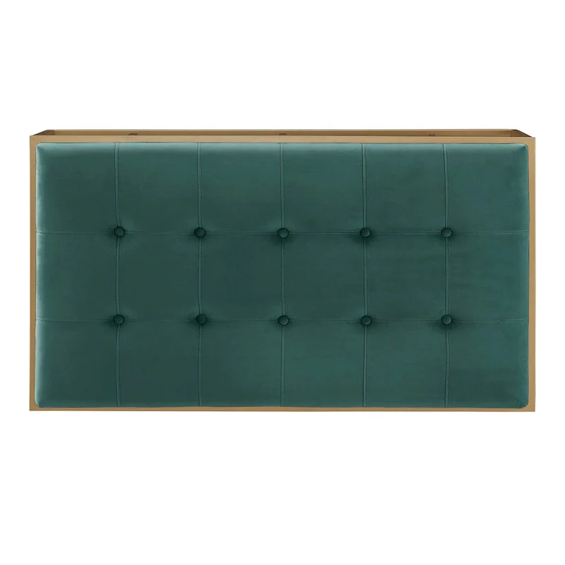 Perdita Gold Finish Velvet Rectangular Tufted Ottoman