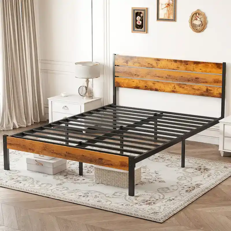 Queen SizePlatform Bed 800lb Capacity with 12.8  Under-Bed Storage