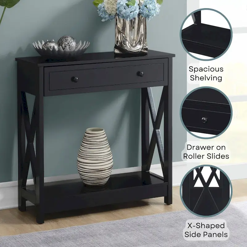 Convenience Concepts 1 Drawer Entryway Hall Table with Shelf