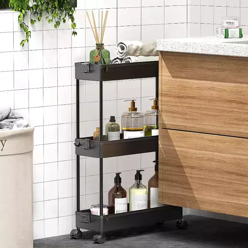Tree City 3-Tier Slim Rolling Storage Cart - Multi-Functional Mobile Organizer for Bathroom, Kitchen