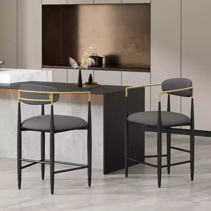 Christopher Knight Home Set of 2 25" Elmore Counter Height Barstools Charcoal/Black/Gold