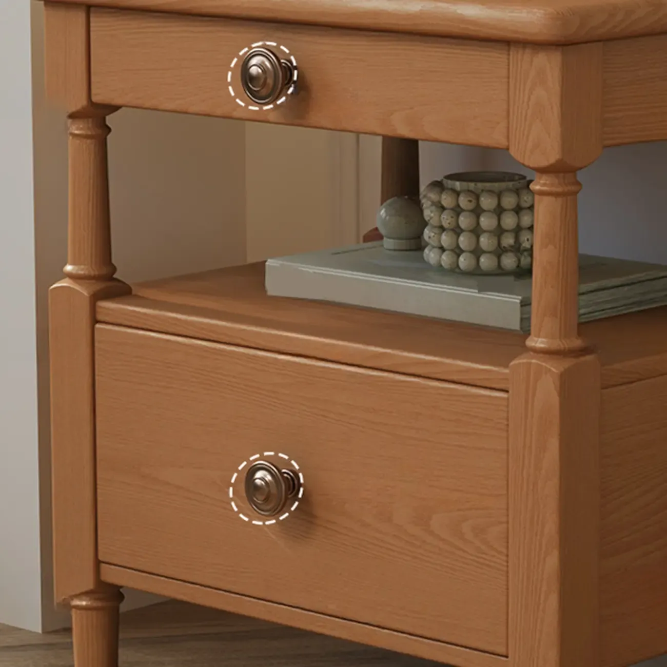 Classic Rectangular 3 Layers Wood Black Nightstand