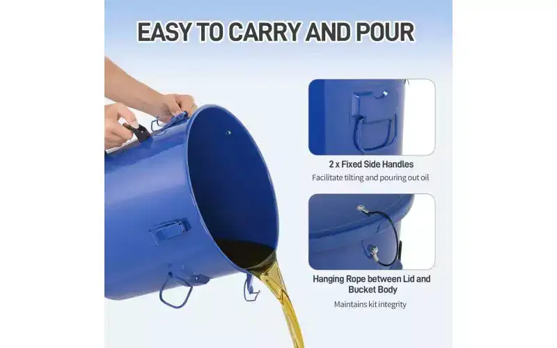Karl Home 8 Gallon Fryer Oil Disposal Carbon Steel Fryer Grease Bucket
