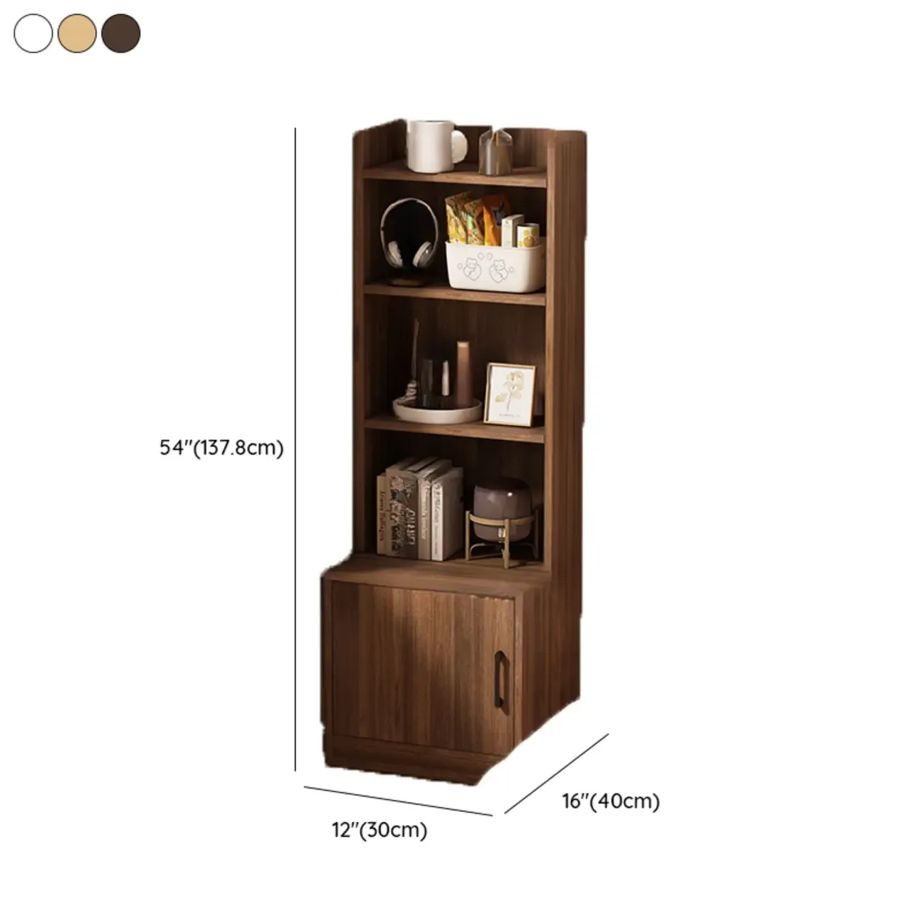 Multi-functional Wooden 5-Shelf Closed Back White Bookcase