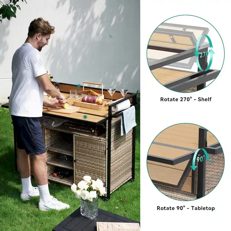 Moasis 54.3 Wicker Bar Cart