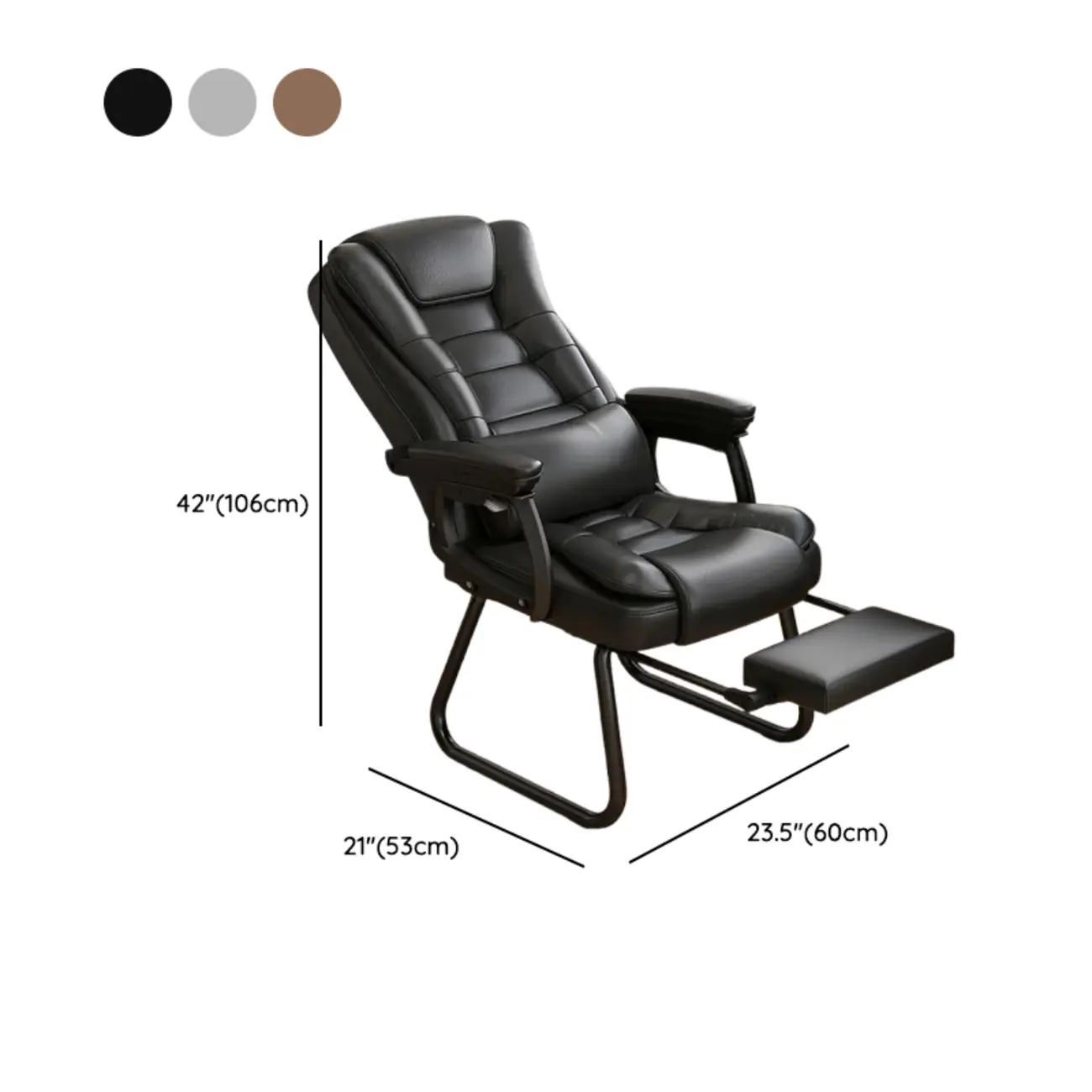 Luxurious Ink Leather Steel Reclining Office Chair