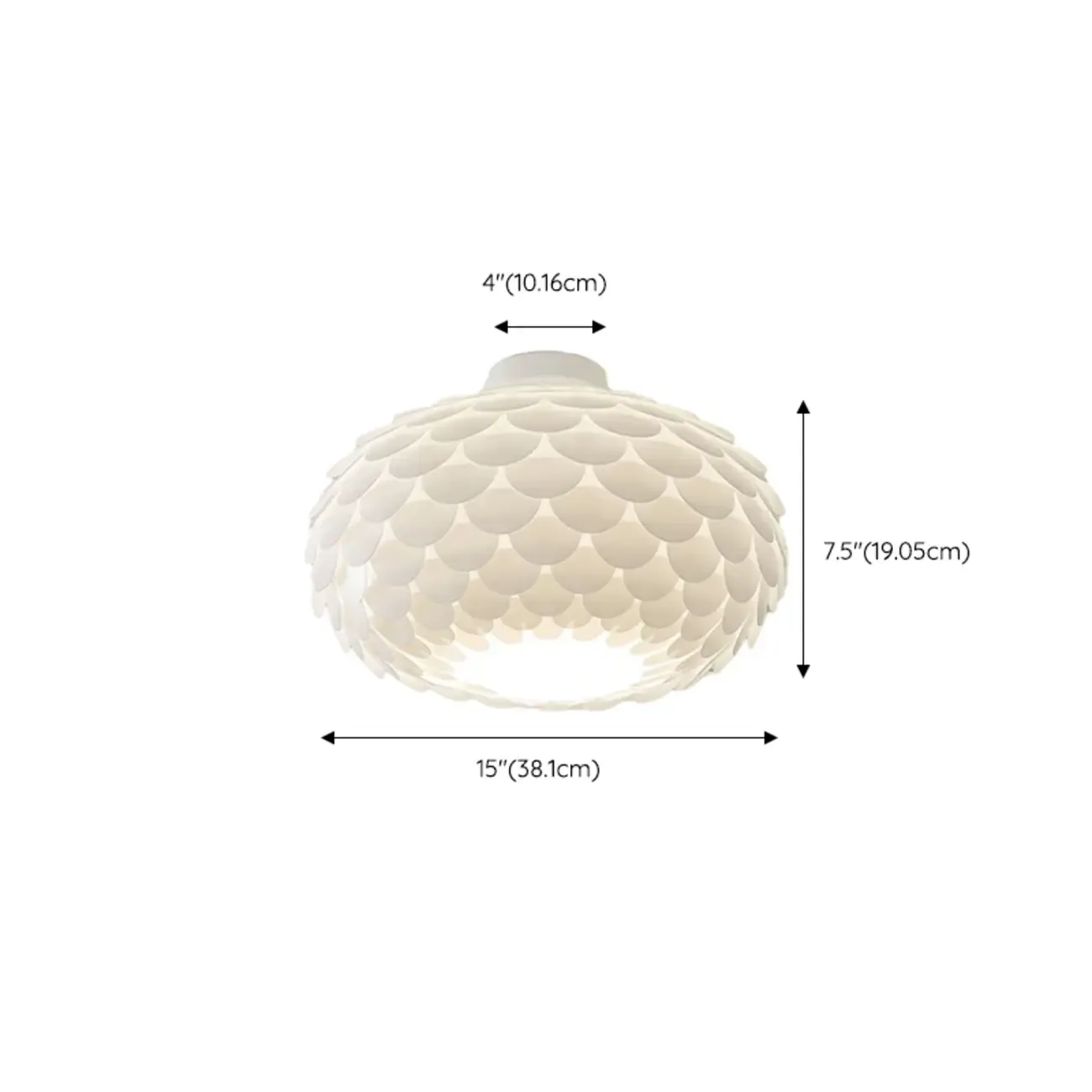 Scalloped White Acrylic Dome Semi Flush Ceiling Light