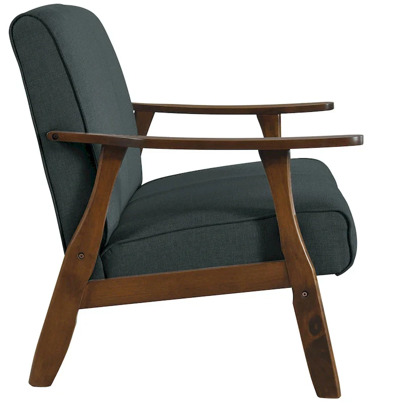 Mid-Century Modern Loveseat 2-Seater Sofa with Wooden Arms - Light Gray Linen Upholstery 46.69