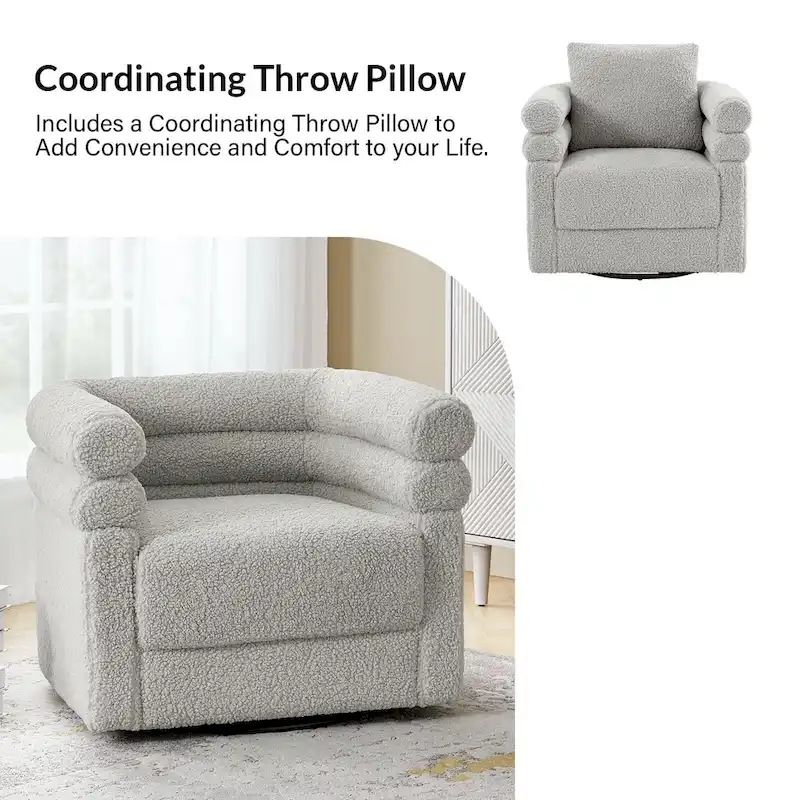 Rosa Modern Boucle Swivel Chair with Pillow Set of 2 by HULALA HOME