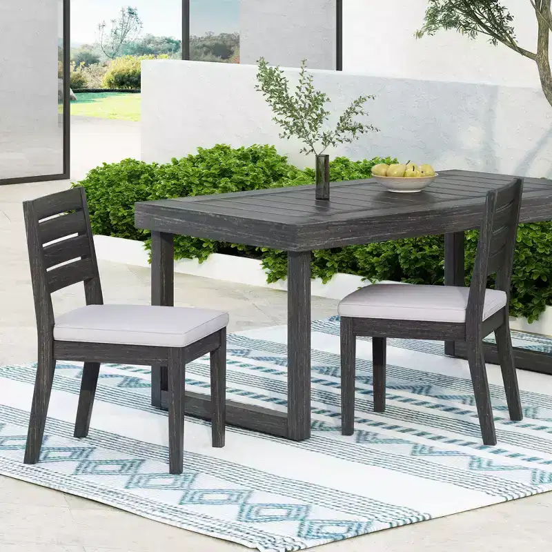 Outdoor Teak Dining Chair, Padded Armless Chair, Suitable for Patios, Outdoors, Decks, Porches, Backyards, Balconies