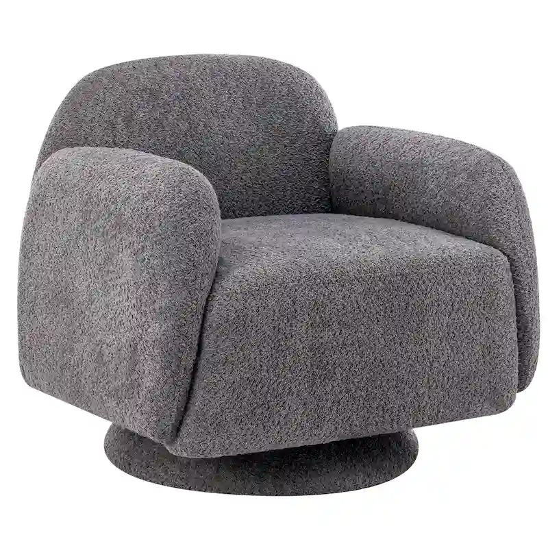Boucle Upholstered Swivel Accent Barrel Chair with Armrest, Set of 1