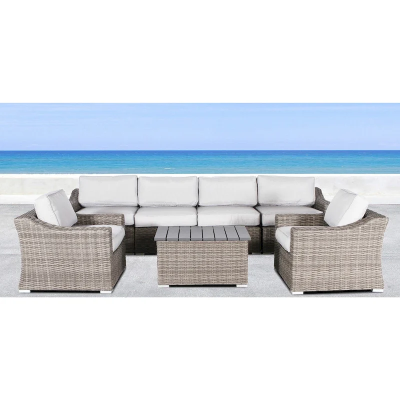 LSI Marina Grey Aluminum/Wicker 7-piece Sectional Club Set