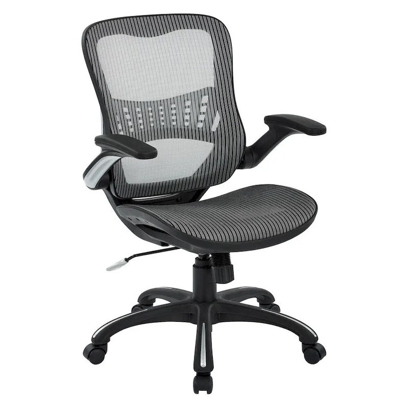 Grey / Black Mesh Seat & Back Manager Office Chair with Lumbar Support & Pneumatic Height Adjustment – Single