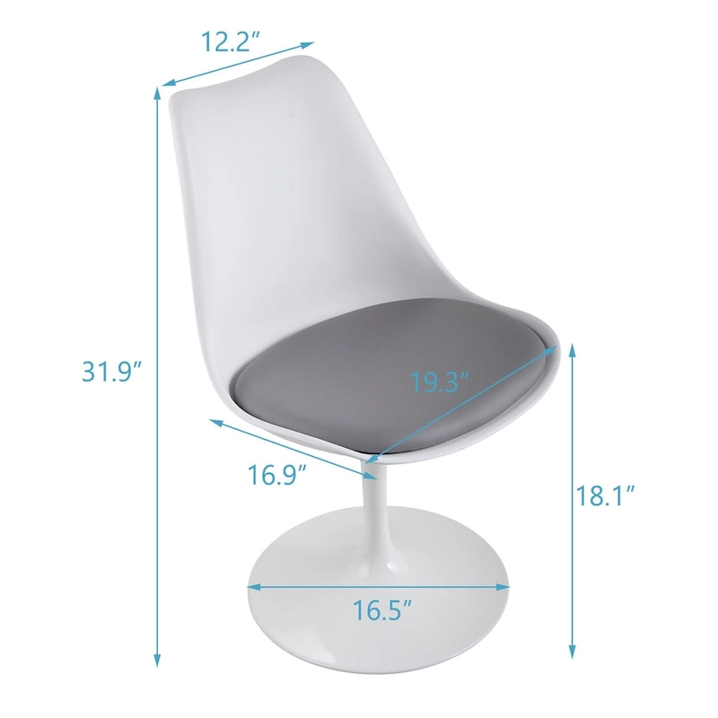 Swivel Tulip Side Chair,Dining Chair with Cushioned Seat and Curved Backrest