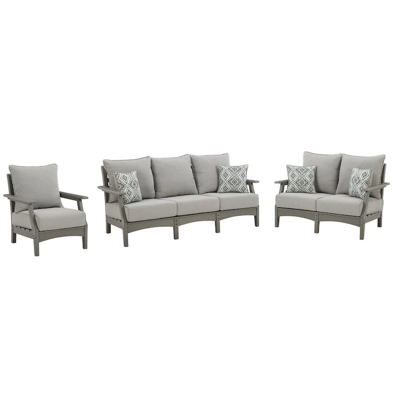 Signature Design by Ashley Visola Gray 4-Piece Outdoor Seating Package - 80W x 33D x 37H