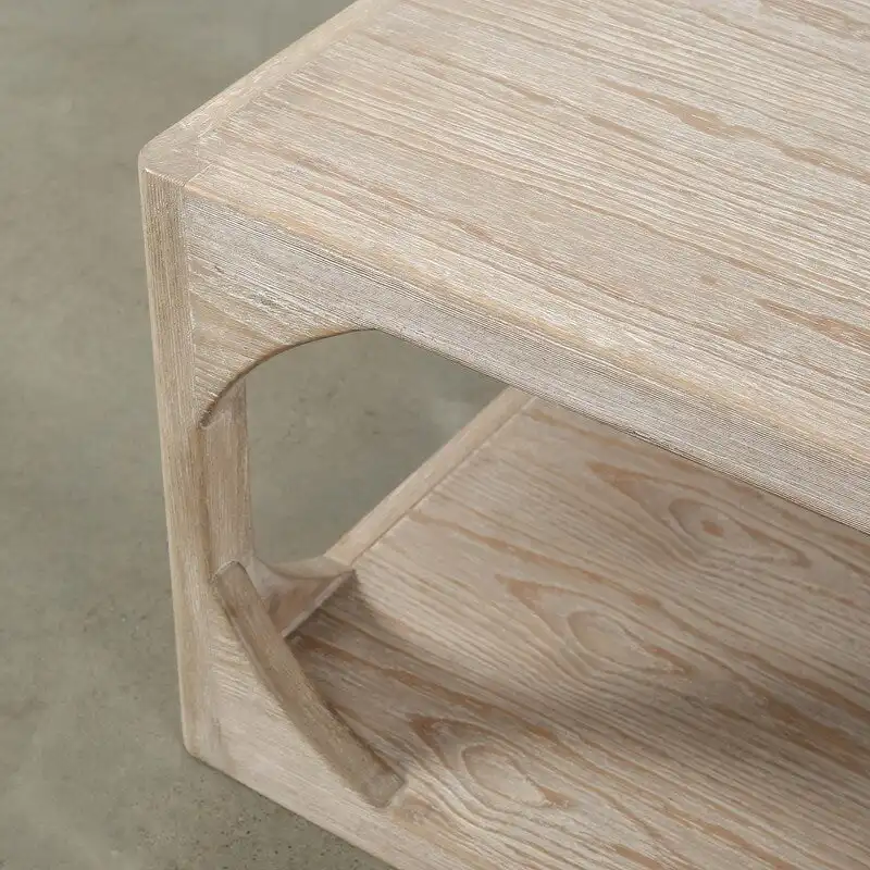 Artissance Reclaimed Wood Peking Ming Coffee Table, Large, 67 Inch Long, Weathered White Wash