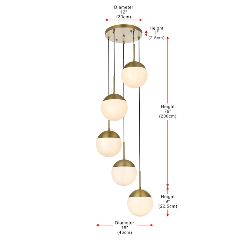 Elegant Lighting Eclipse 5 Light 18  Wide Multi Light Pendant with