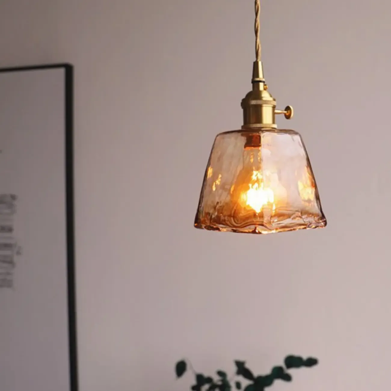 Modern Amber Glass Golden Kitchen Pendant Lighting