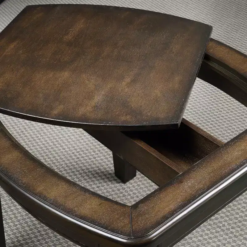 Dark Walnut Square Reversible Chess End Table – 2 Players