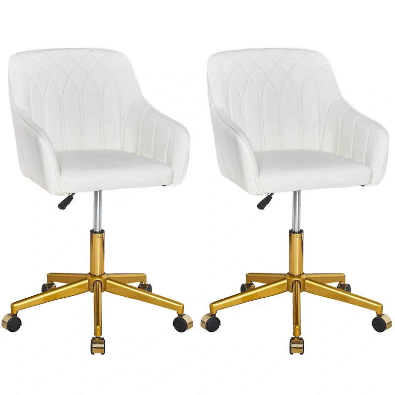 VECELO Modern Home Office Chairs Height Adjustable 360 Swivel Task Chair with Metal Base