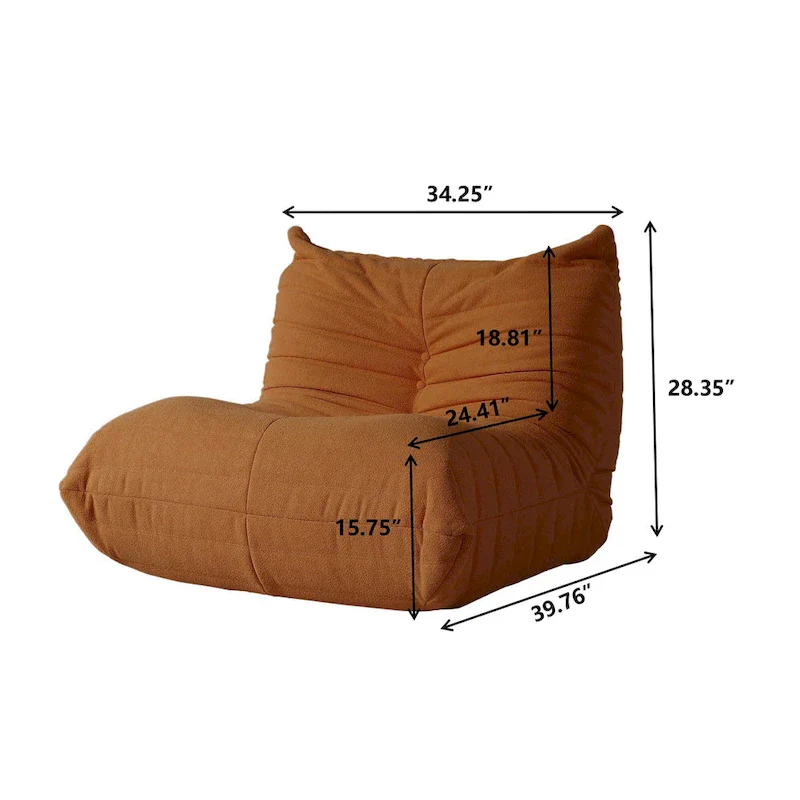 Modern Bean Bag Chair, Teddy Fabric Lounger Chair Lazy Sofa Set