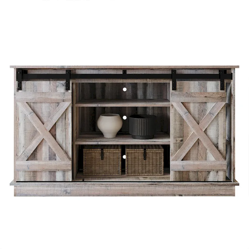 Vintage X-Shaped TV Stand Console with Sliding Barn Doors – 7 Colors