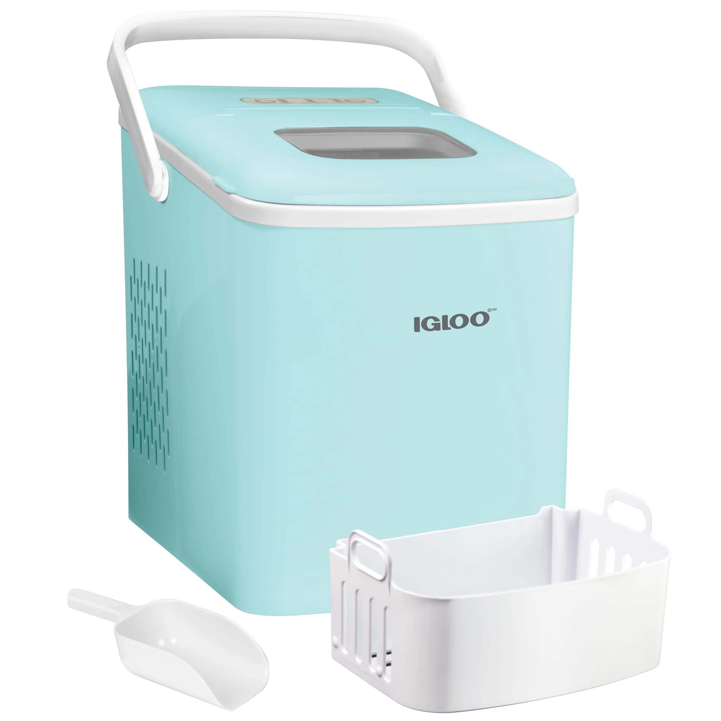 Igloo 26-Pound Automatic Self-Cleaning Portable Countertop Ice Maker Machine With Handle, Aqua