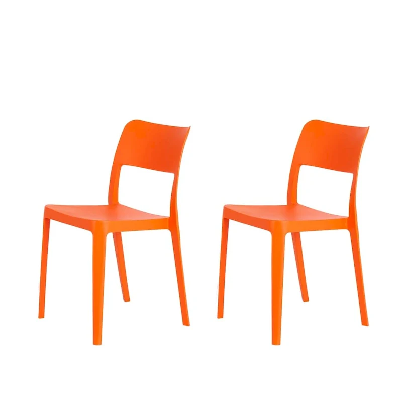 La Vie Resin Stackable All Weather Armless Chair, Set of 2