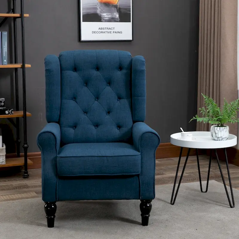 Tufted Wood Leg Accent Chair