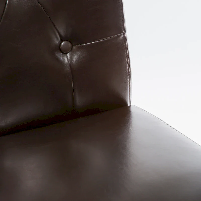 Brown Bonded Leather Dining Chairs Set of 2 - Classic Style