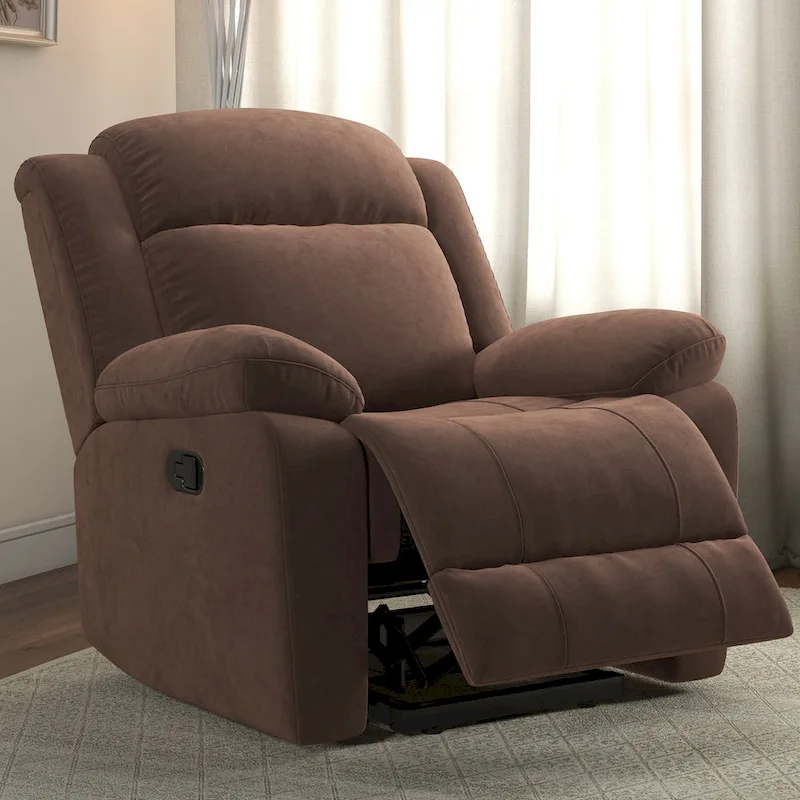 Manual Recliner Chair with Overstuffed Arm and Back