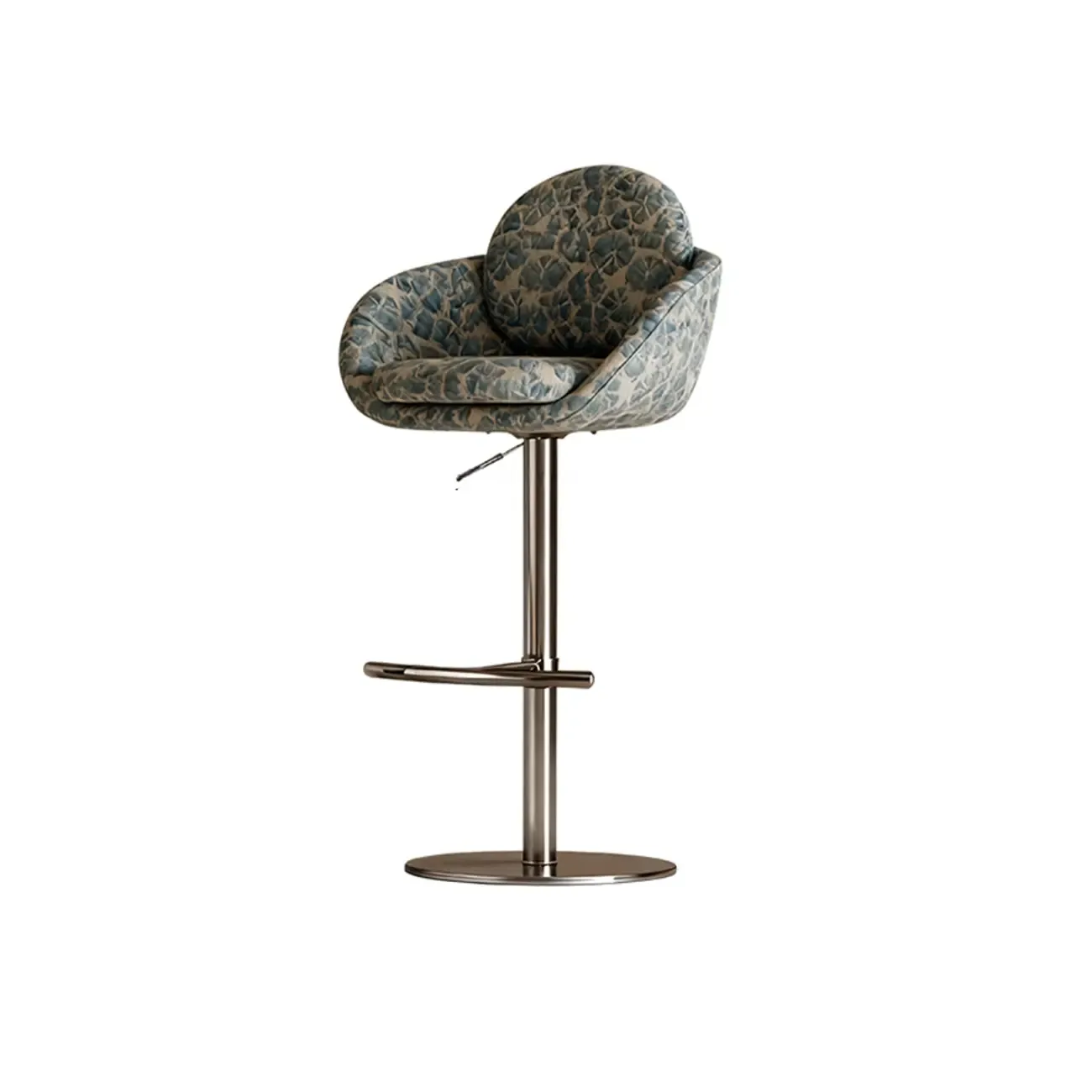 Modern Swivel Fabric Upholstered Bar Stools Stainless Steel