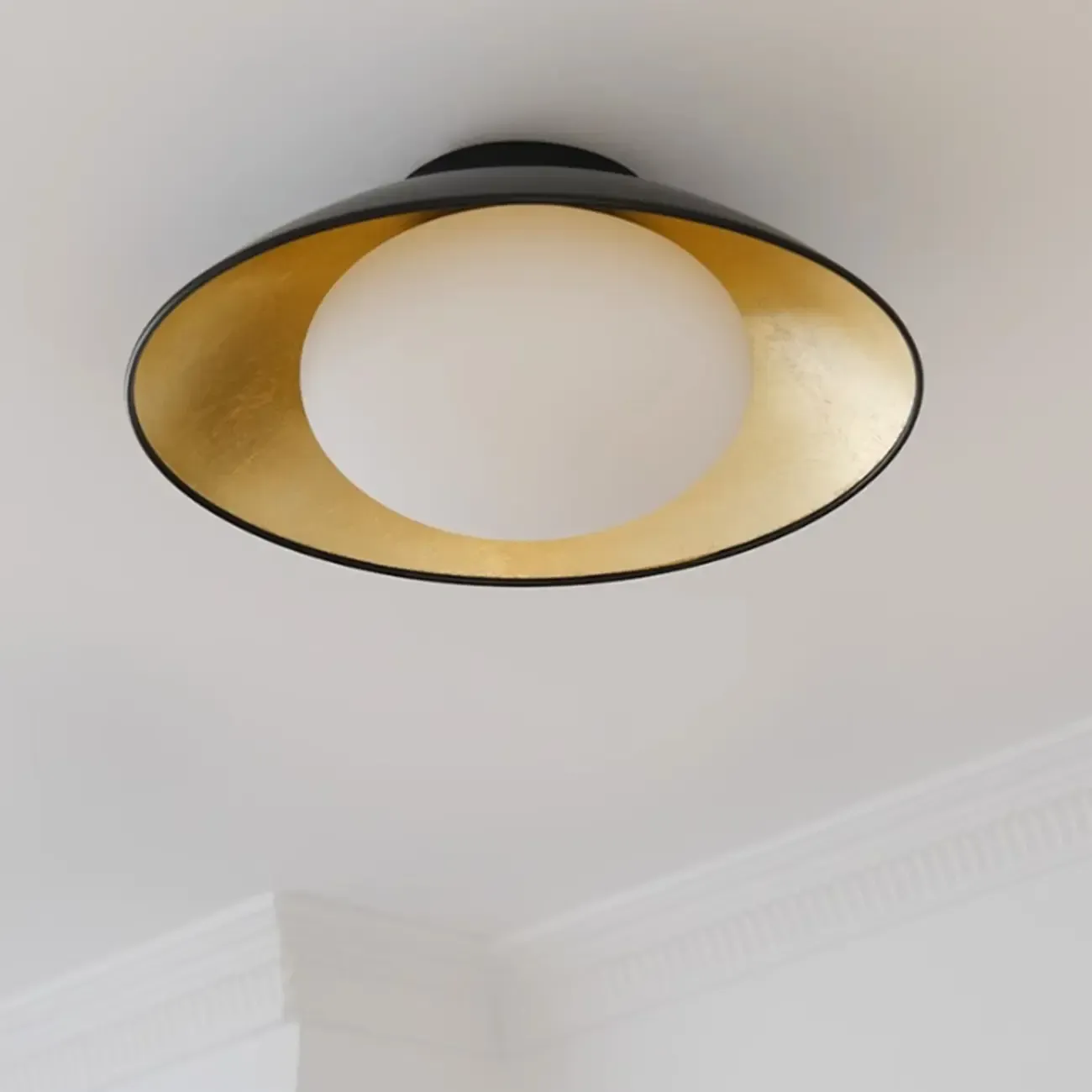 Simple Barn Shape Metal Semi Flush Ceiling Light
