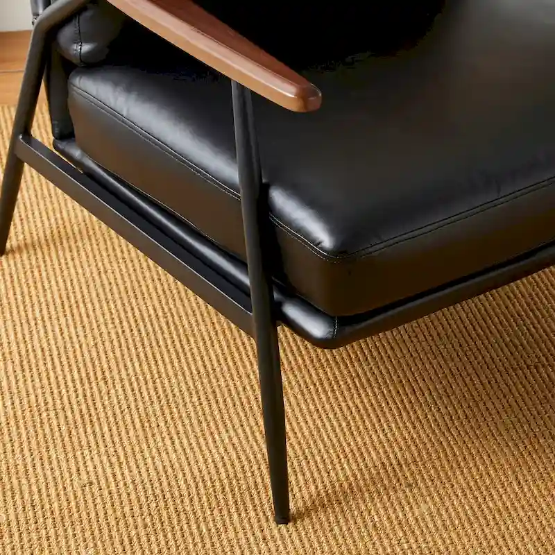 28W Mid-century Modern Soft PU Leather Accent Armchair