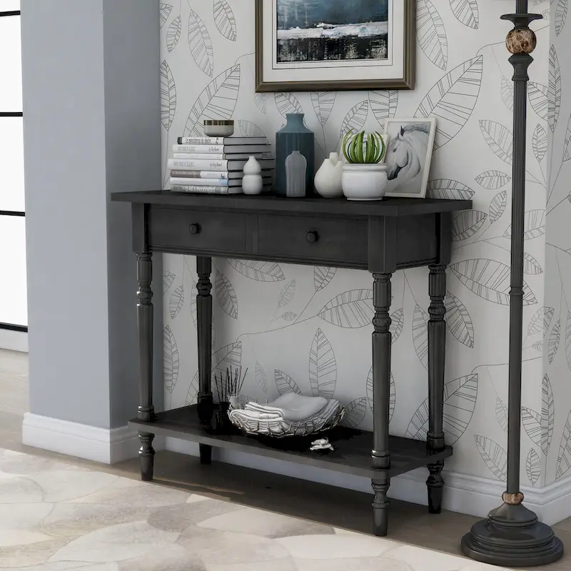 Traditional 38-Inch Wood 1-Shelf Console Table