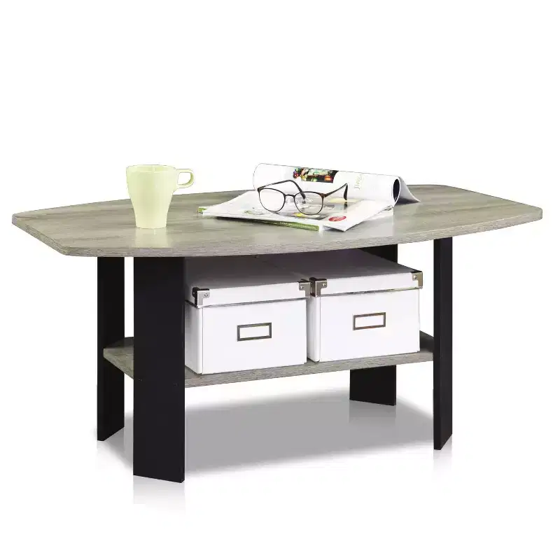 Furinno 35.5 Simple Design Industrial Coffee Table 2-Tier Rectangular Living Room Furniture,Dark Brown