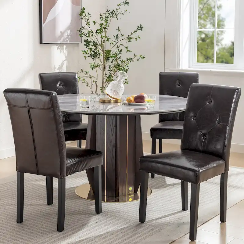 Upholstered Dining Chairs Set of 4, Fabric or Faux Leather Dining Room Chair with Metal Legs