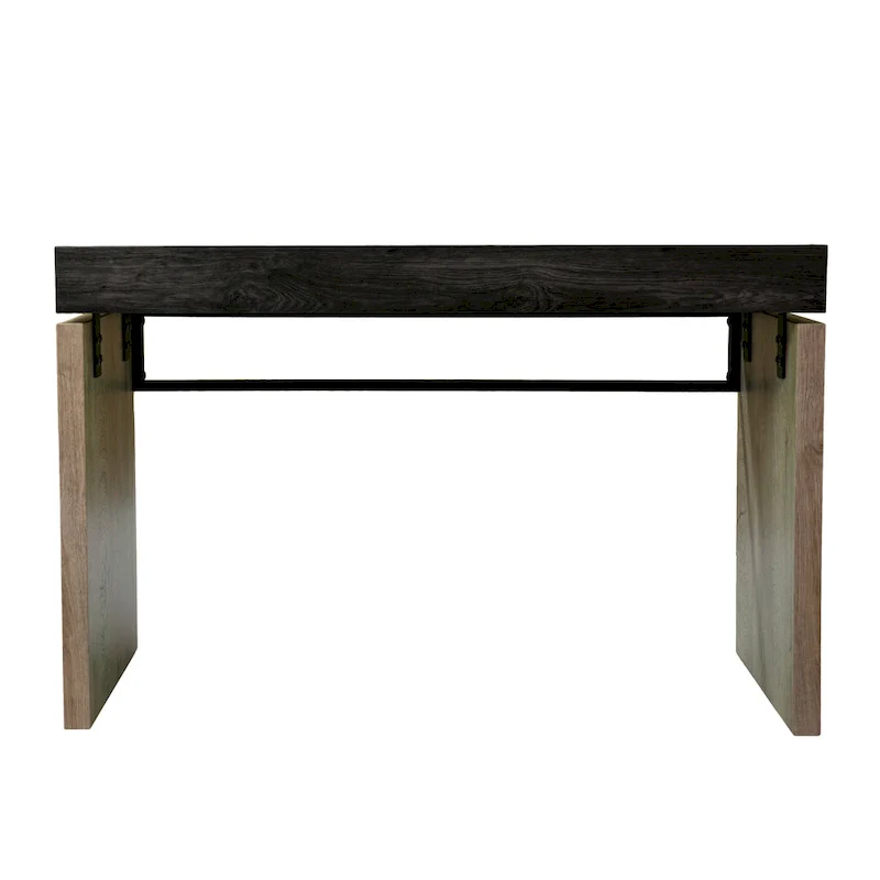 Black & Natural Two-Tone Writing Desk with Metal Legs – 1-Person