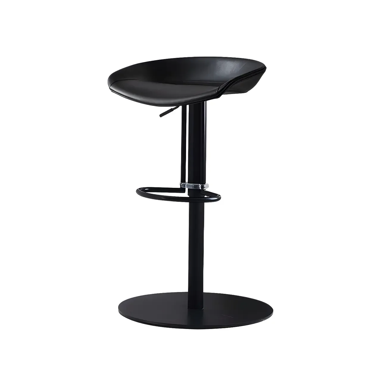 Adjustable Black Leather Saddle Swivel Bar Stools