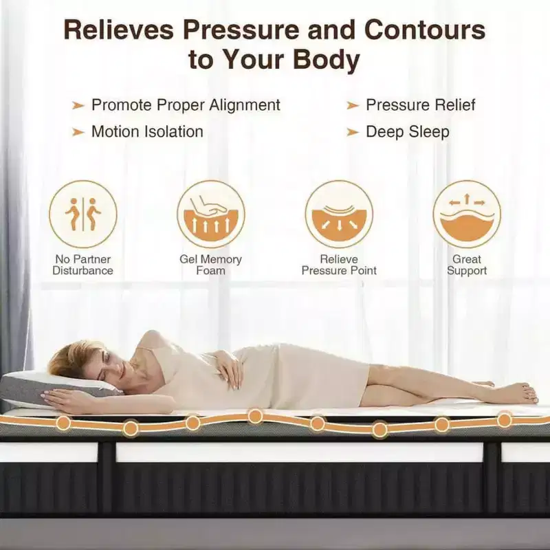 King Size Mattress,14 Inch King Mattress in a Box, Gel Memory Foam Mattresses for Cooling Night Sleep, Comfort Support and Pressure Relief