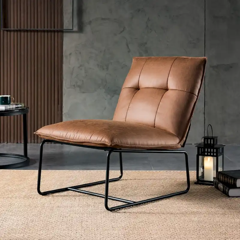 OVIOS Mid-Century Suede Fabric Armless Accent Chair