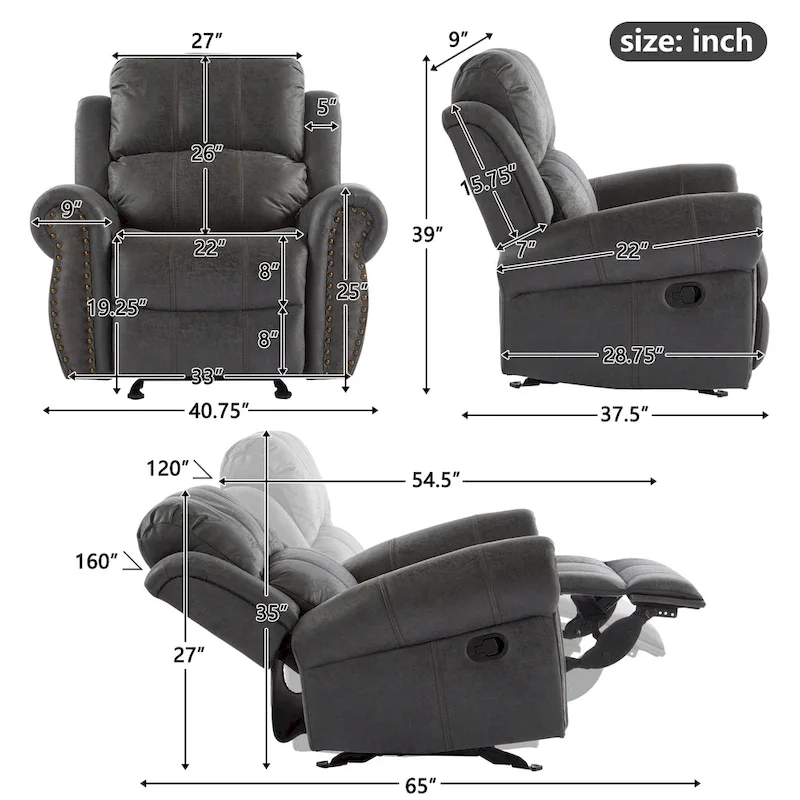 Charlie Bonded Leather Glider Recliner